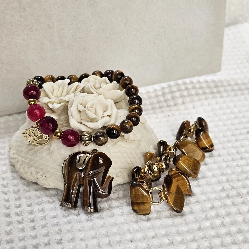 Tiger's Eye Bracelets and Pendant Bundle Set Vintage - Picture 5 of 14